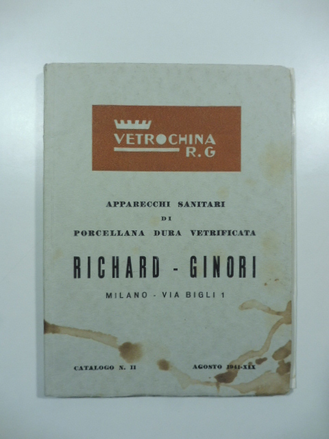 Apparecchi sanitari di porcellana dura vetrificata Richard Ginori, Milano. Catalogo n.11